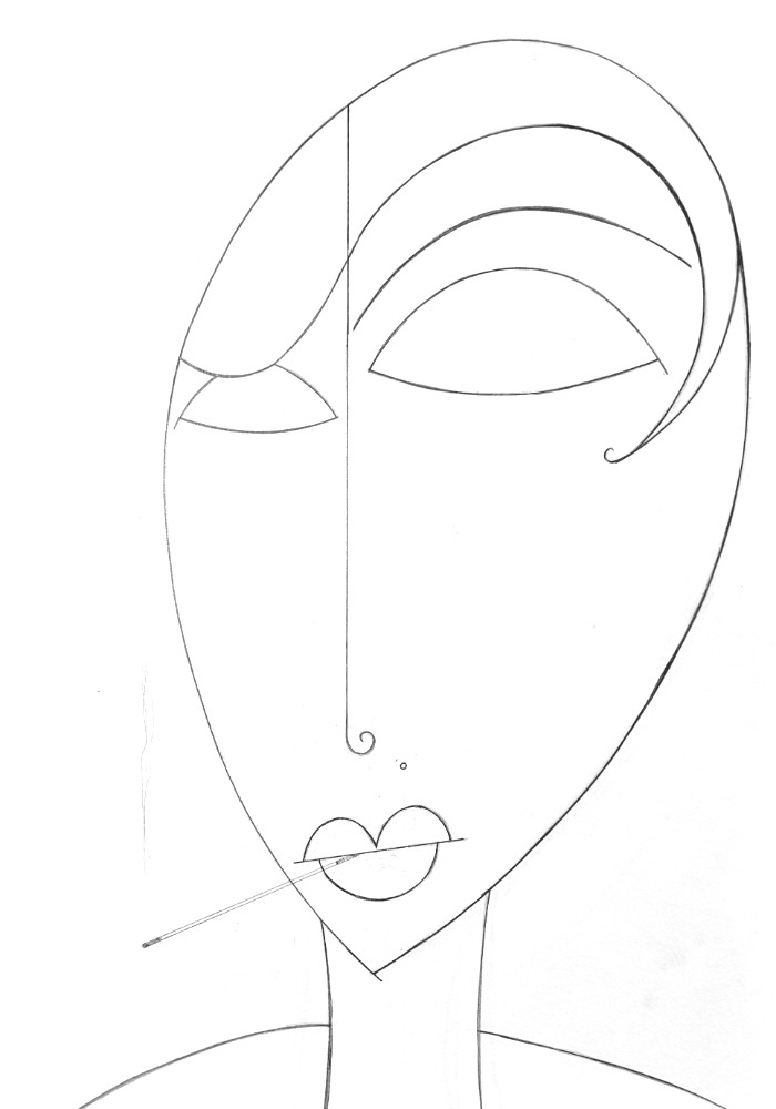 David-Underland-Tekening-Art-Nouveau-Girl