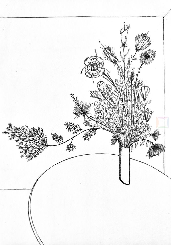 David-Underland-Flowers in C-tekening
